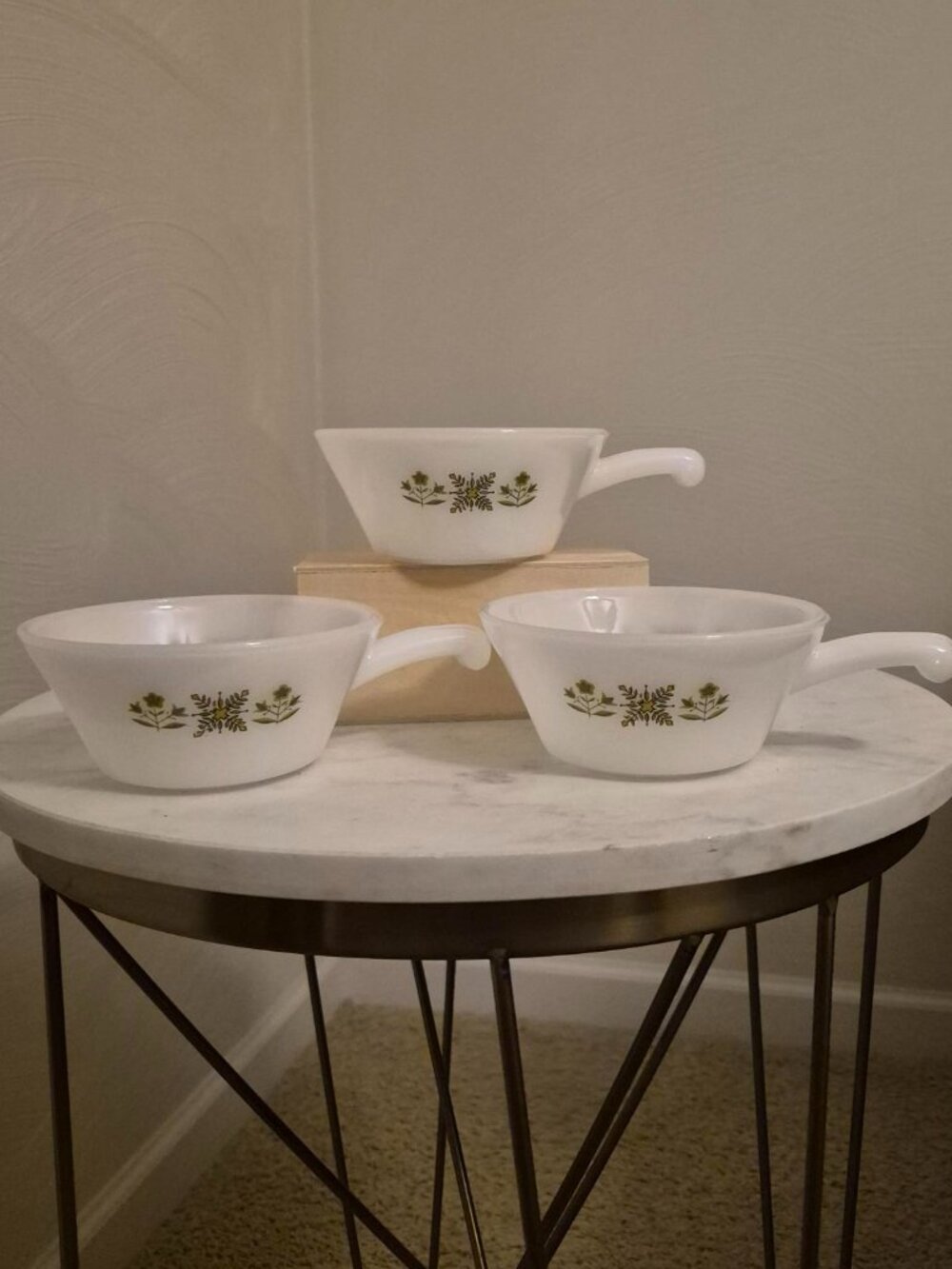Three Anchor Hocking Fire King Soup Bowls